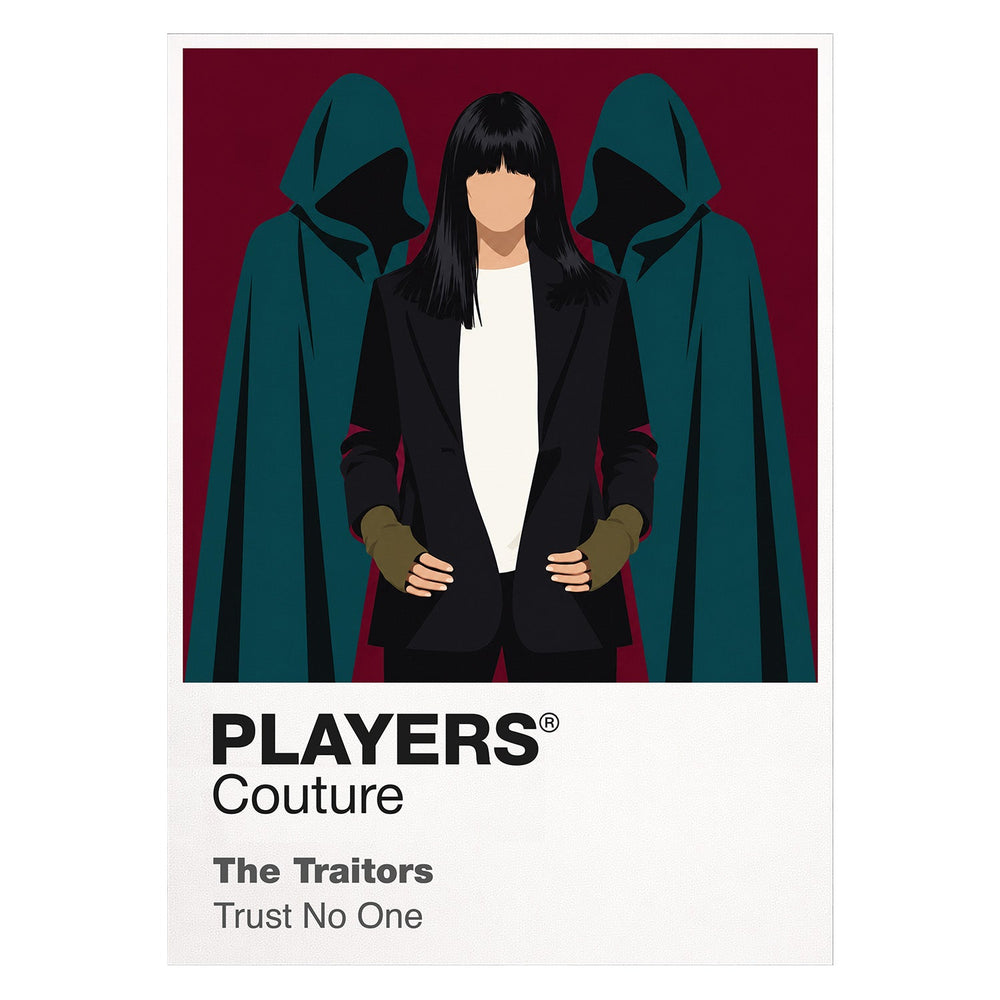 The Traitors the Scottish castle, hooded Traitors and round-table tension of the BBC competition Icon Frame artwork on white