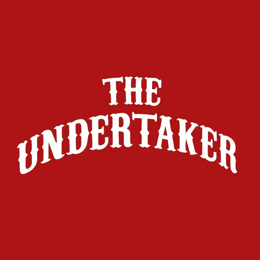The Undertaker Logo Men's Hoodie – red close-up detail shot of the The Undertaker Players Couture logo design