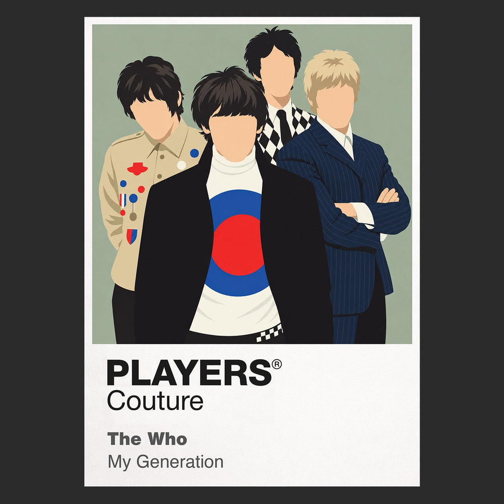 The Who the Who's contrasting microphone, guitar, bass and drum performance silhouettes Icon Frame artwork in black