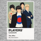 The Who the Who's contrasting microphone, guitar, bass and drum performance silhouettes Icon Frame artwork in grey