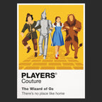 The Wizard of Oz Dorothy, Scarecrow, Tin Man and Cowardly Lion following the Yellow Brick Road towards Emerald City Icon Frame artwork in black