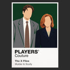 The X-Files Fox Mulder and Dana Scully investigating paranormal cases under the shadow of conspiracy Icon Frame artwork in black