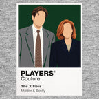 The X-Files Fox Mulder and Dana Scully investigating paranormal cases under the shadow of conspiracy Icon Frame artwork in grey