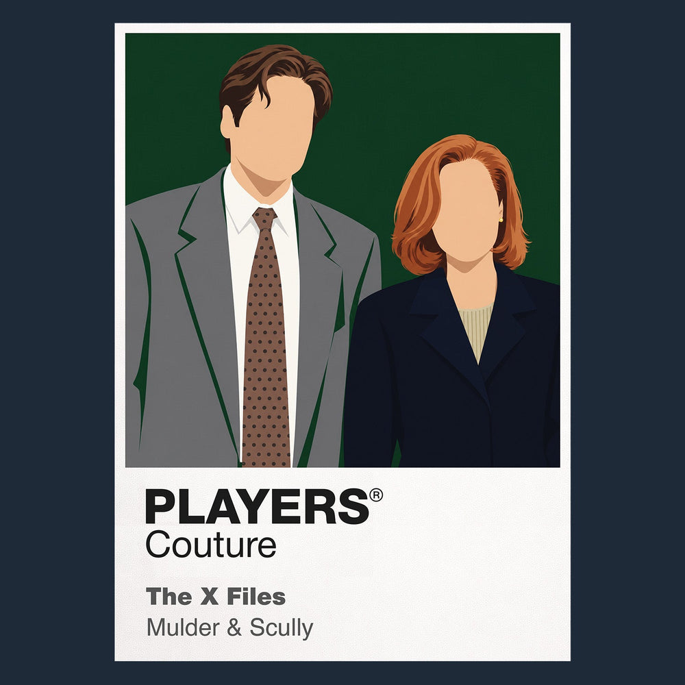 The X-Files Fox Mulder and Dana Scully investigating paranormal cases under the shadow of conspiracy Icon Frame artwork in navy