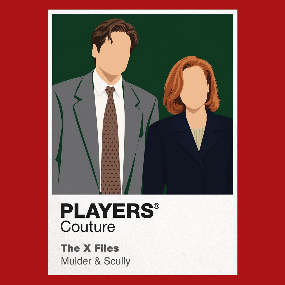 The X-Files Fox Mulder and Dana Scully investigating paranormal cases under the shadow of conspiracy Icon Frame artwork in red