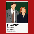 The X-Files Fox Mulder and Dana Scully investigating paranormal cases under the shadow of conspiracy Icon Frame artwork in red
