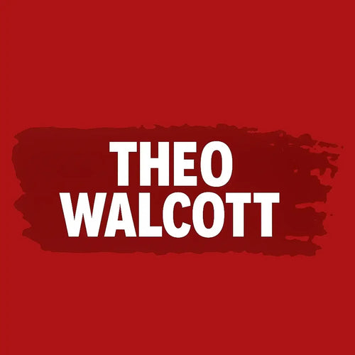 Theo Walcott Logo Men's Hoodie – red close-up detail shot of the Theo Walcott Players Couture logo design