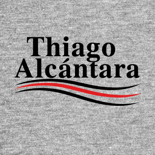 Thiago Alcantara Logo Men's T-Shirt – grey close-up detail shot of the Thiago Alcantara Players Couture logo design