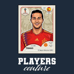 Thiago Alcantara World Cup Sticker Men's T-Shirt – navy close-up detail shot of the Thiago Alcantara World Cup Players
