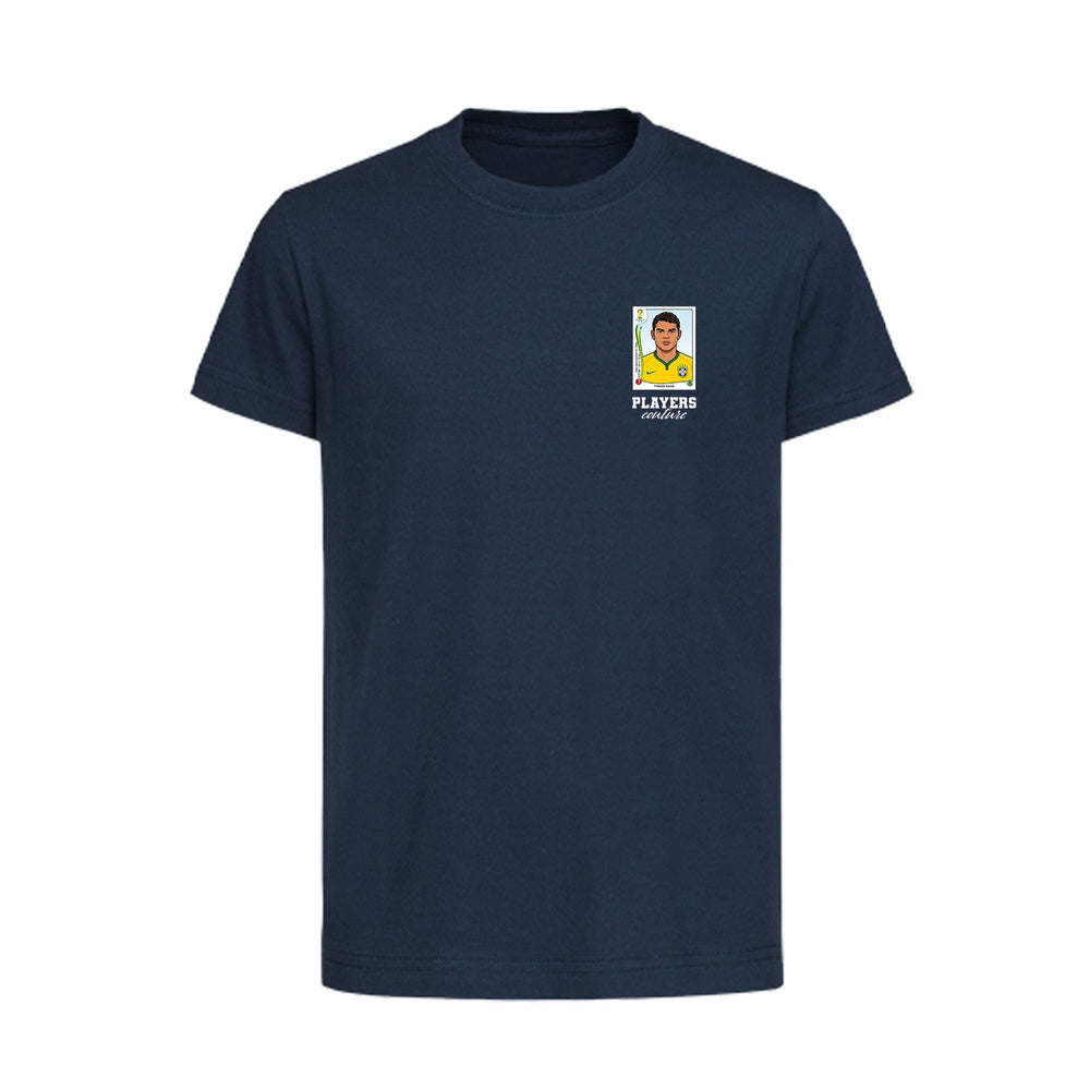 Thiago Silva World Cup Sticker Kids T-Shirt – thiago silva sticker kids navy tshirt Players Couture design