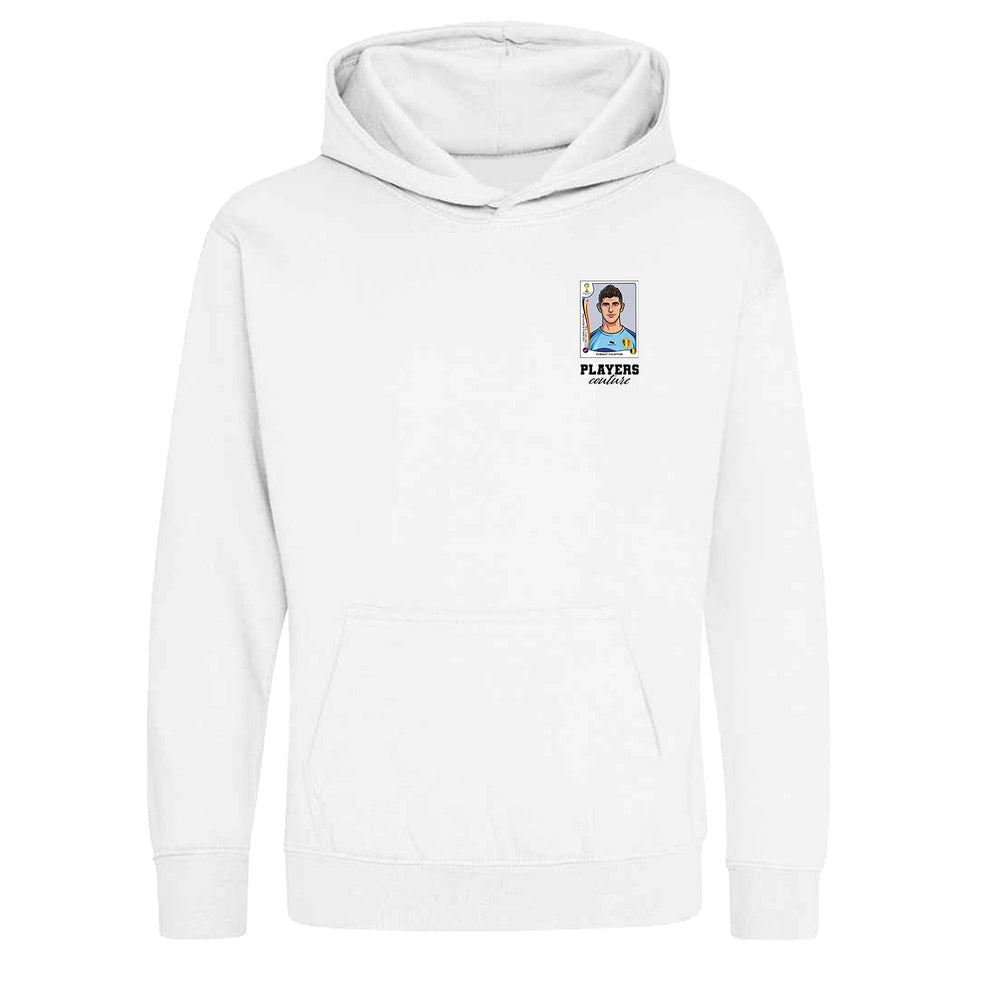 Thibaut Courtois World Cup Sticker Kids Hoodie – thibaut courtois sticker kids white hoodie Players Couture design