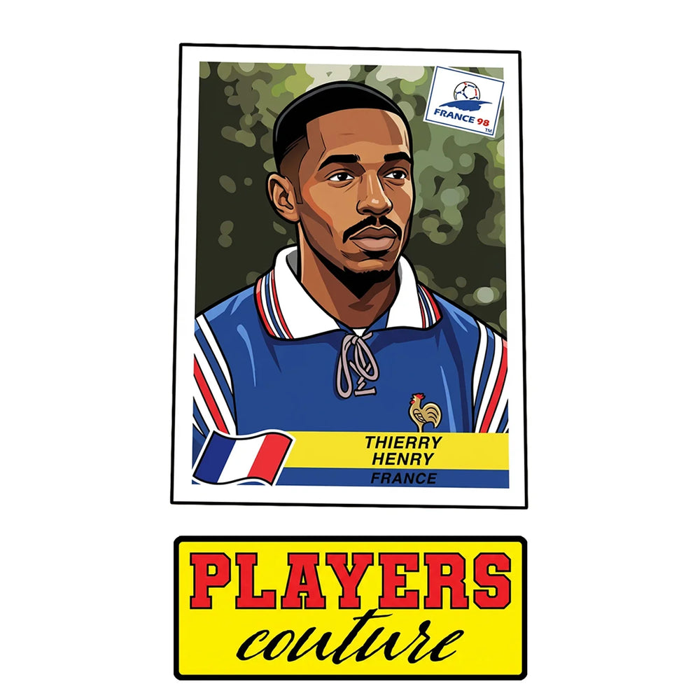 Thierry Henry 1998 World Cup Sticker Men's T-Shirt – close-up detail shot of the Thierry Henry 1998 World Cup Players