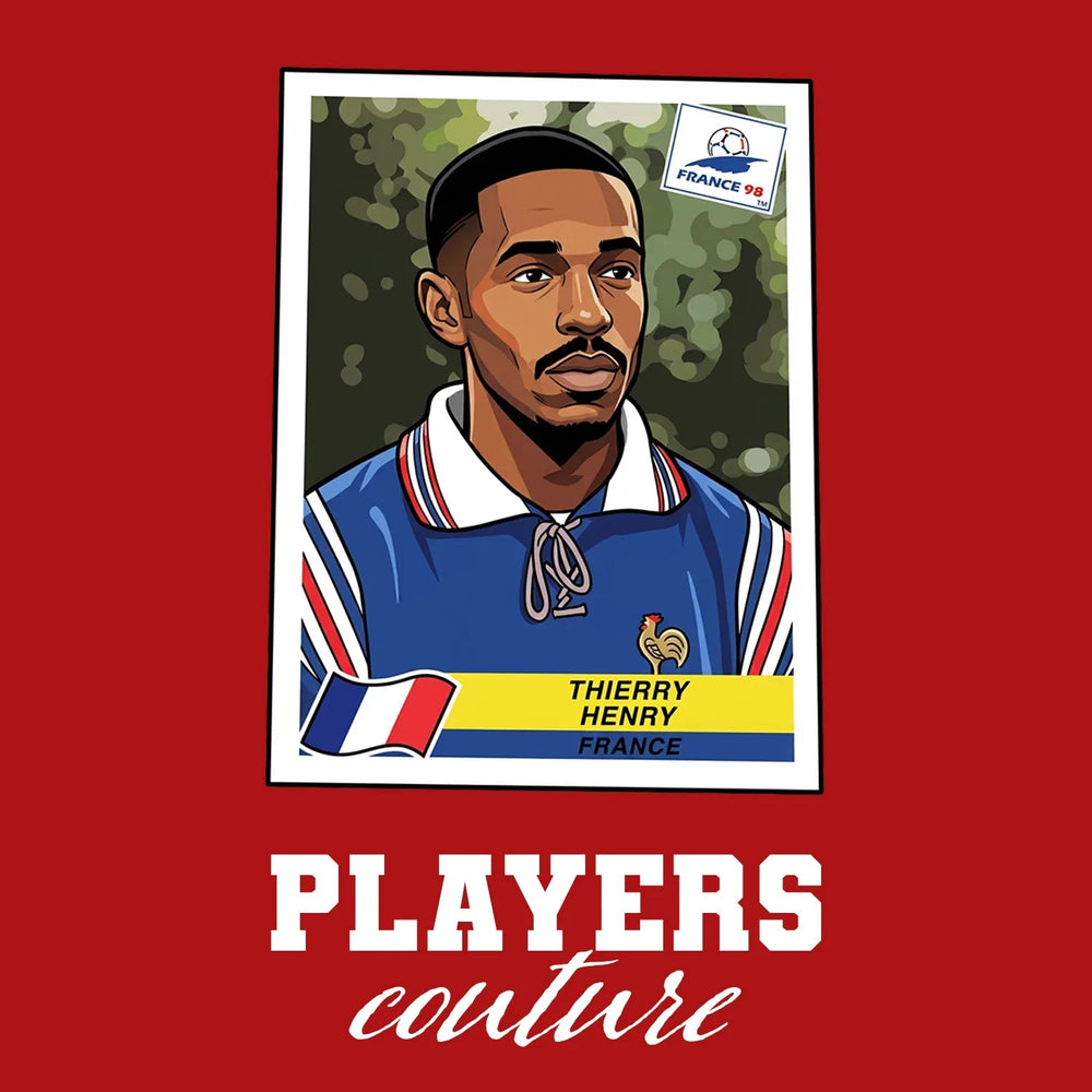 Thierry Henry World Cup Sticker Kids Hoodie – thierry henry 98 sticker red Players Couture design