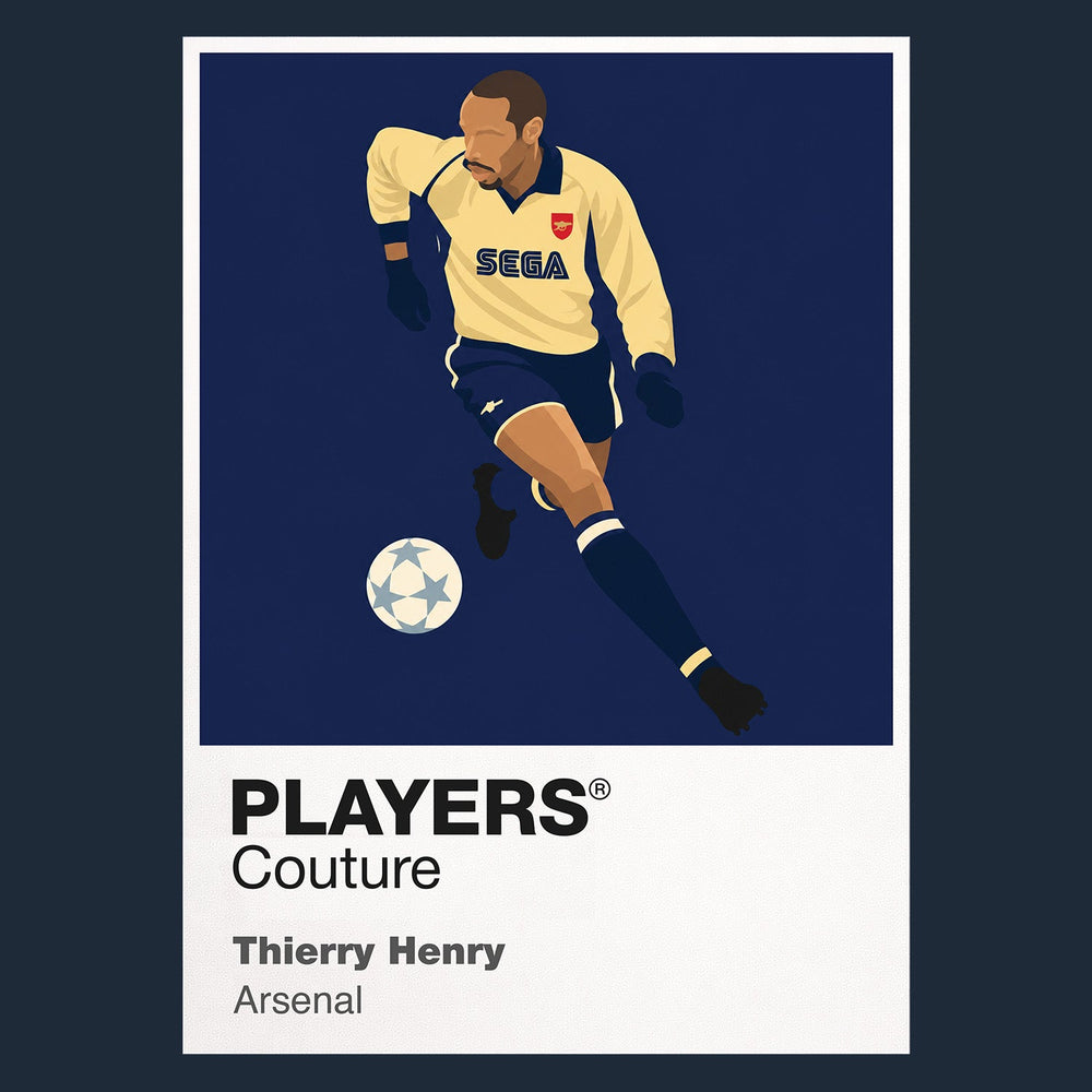 Thierry Henry Arsenal gold SEGA-era away Icon Frame artwork in navy
