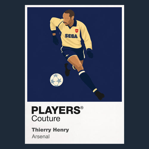 Thierry Henry Arsenal gold SEGA-era away Icon Frame artwork in navy