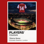 Thierry Henry Arsenal number 14 Icons in Lights Frame artwork in red