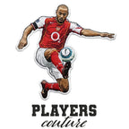 Thierry Henry Badge Men's Hoodie – white close-up detail shot of the Thierry Henry Players Couture logo design