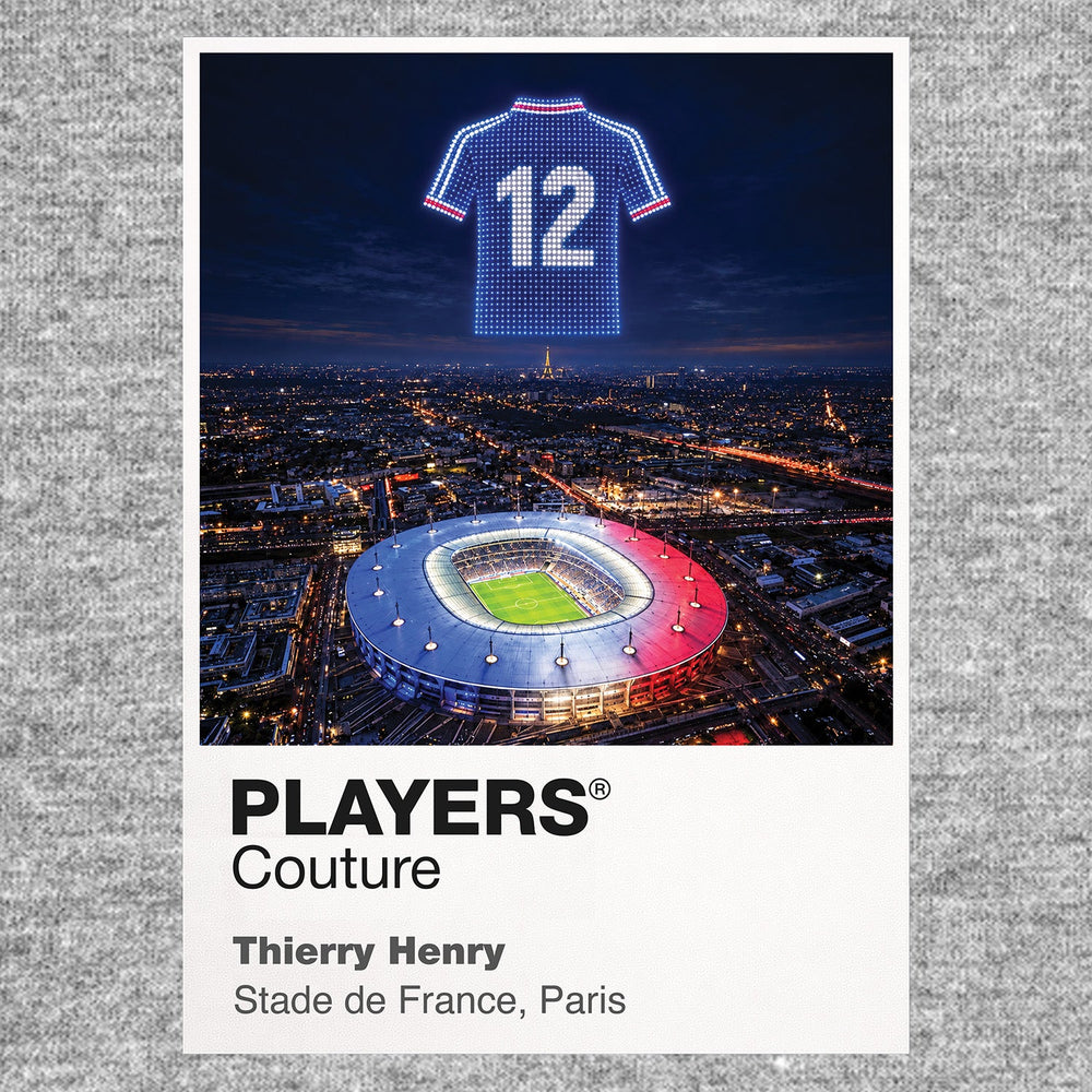 Thierry Henry France number 12 Icons in Lights Frame artwork in grey