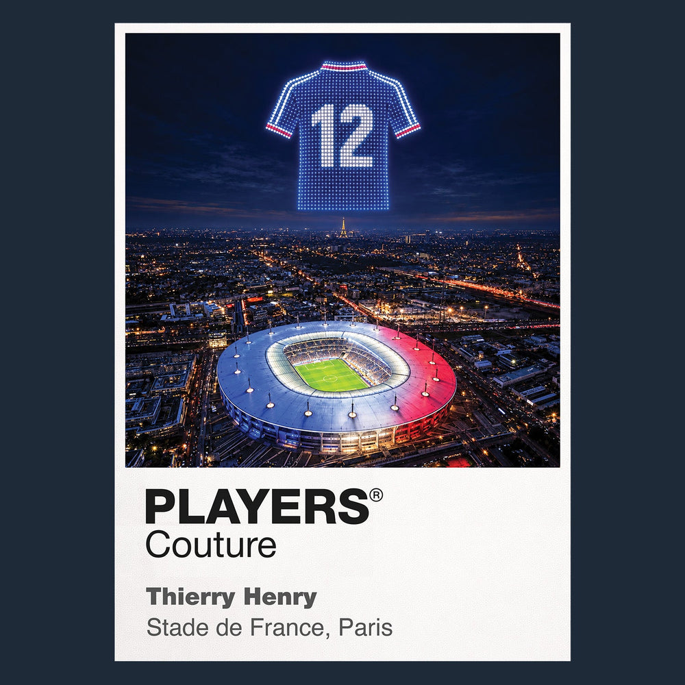 Thierry Henry France number 12 Icons in Lights Frame artwork in navy