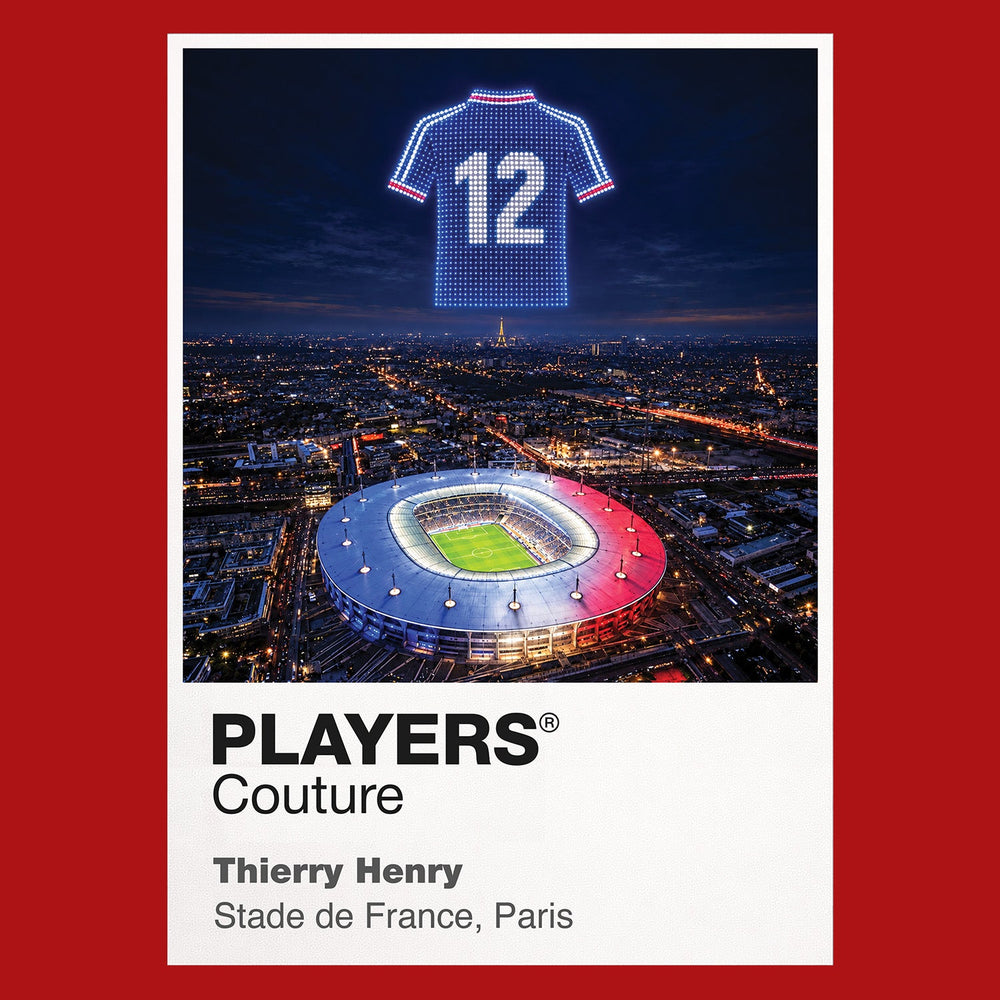 Thierry Henry France number 12 Icons in Lights Frame artwork in red