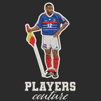 Thierry Henry France Badge Men's Hoodie – black close-up detail shot of the Thierry Henry France Players Couture logo design