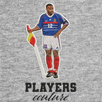 Thierry Henry France Badge Men's Hoodie – grey close-up detail shot of the Thierry Henry France Players Couture logo design