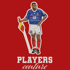 Thierry Henry France Badge Men's Hoodie – red close-up detail shot of the Thierry Henry France Players Couture logo design