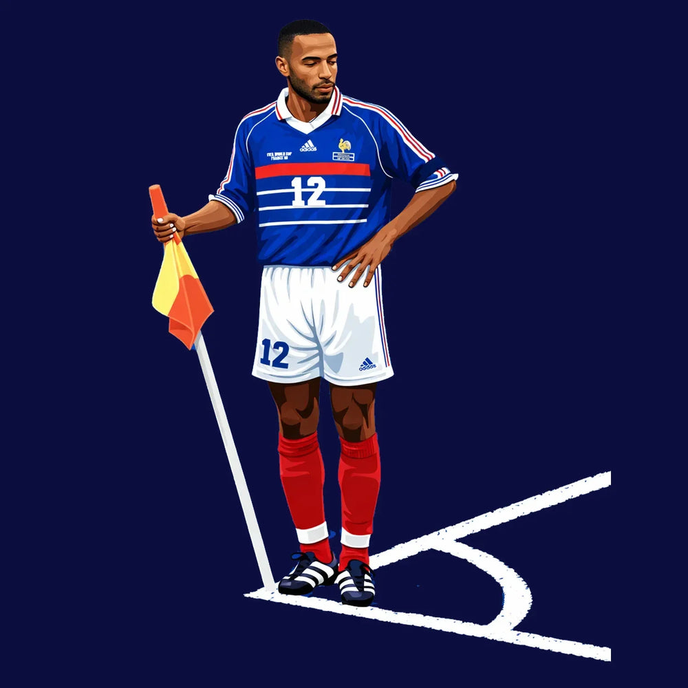 Thierry Henry t-shirt – navy men's t-shirt with white Thierry Henry letters and Players Couture logo on the chest