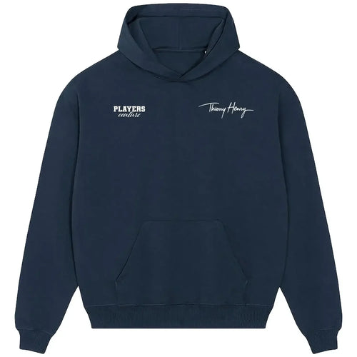 Thierry Henry Script hoodie – navy men's hoodie featuring the Thierry Henry Script Players Couture logo