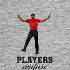 Tiger Woods 8 Bit Badge Men's T-Shirt – grey close-up detail shot of the Tiger Woods 8 Bit Players Couture logo design