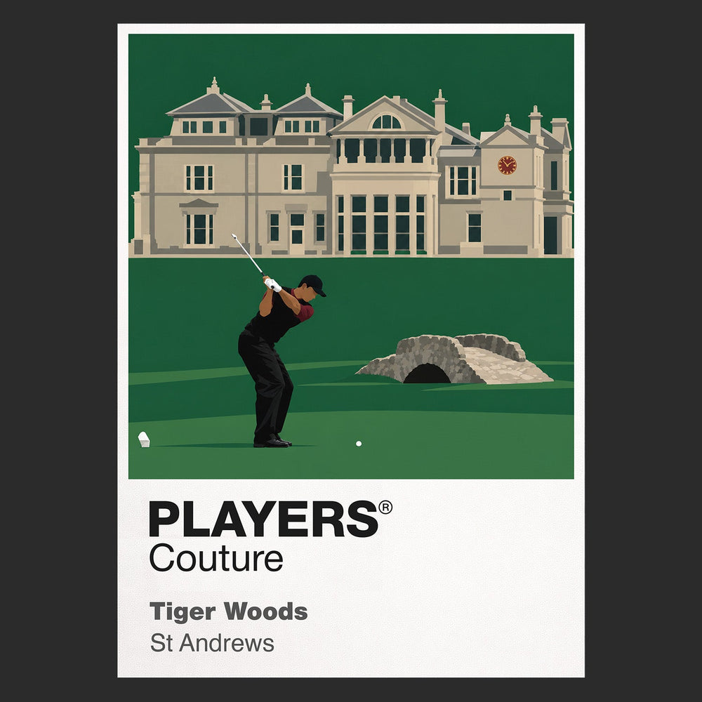 Tiger Woods St Andrews Icon Frame artwork in black