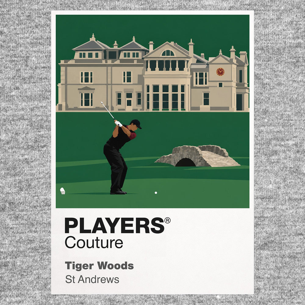 Tiger Woods St Andrews Icon Frame artwork in grey
