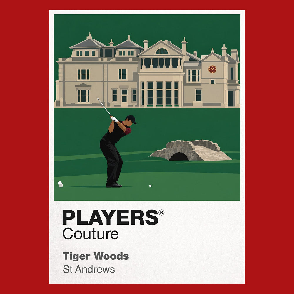 Tiger Woods St Andrews Icon Frame artwork in red
