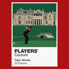Tiger Woods St Andrews Icon Frame artwork in red