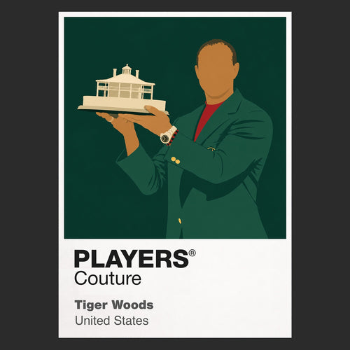 Tiger Woods Masters Golf Icon Frame Men's Polo Shirt in Black - Players Couture Fan Fashion