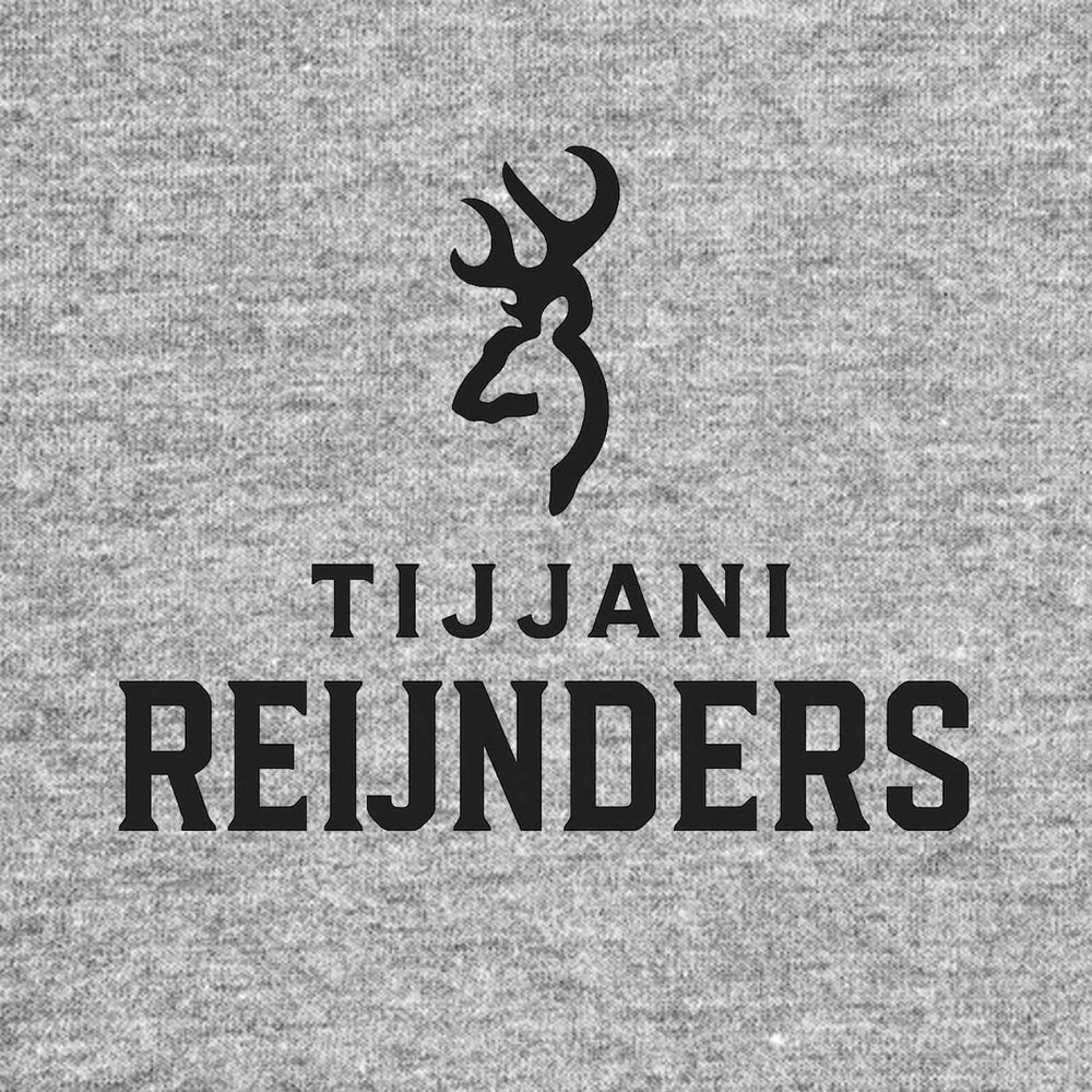 Tijjani Reijnders Logo Men's T-Shirt – grey close-up detail shot of the Tijjani Reijnders Players Couture logo design
