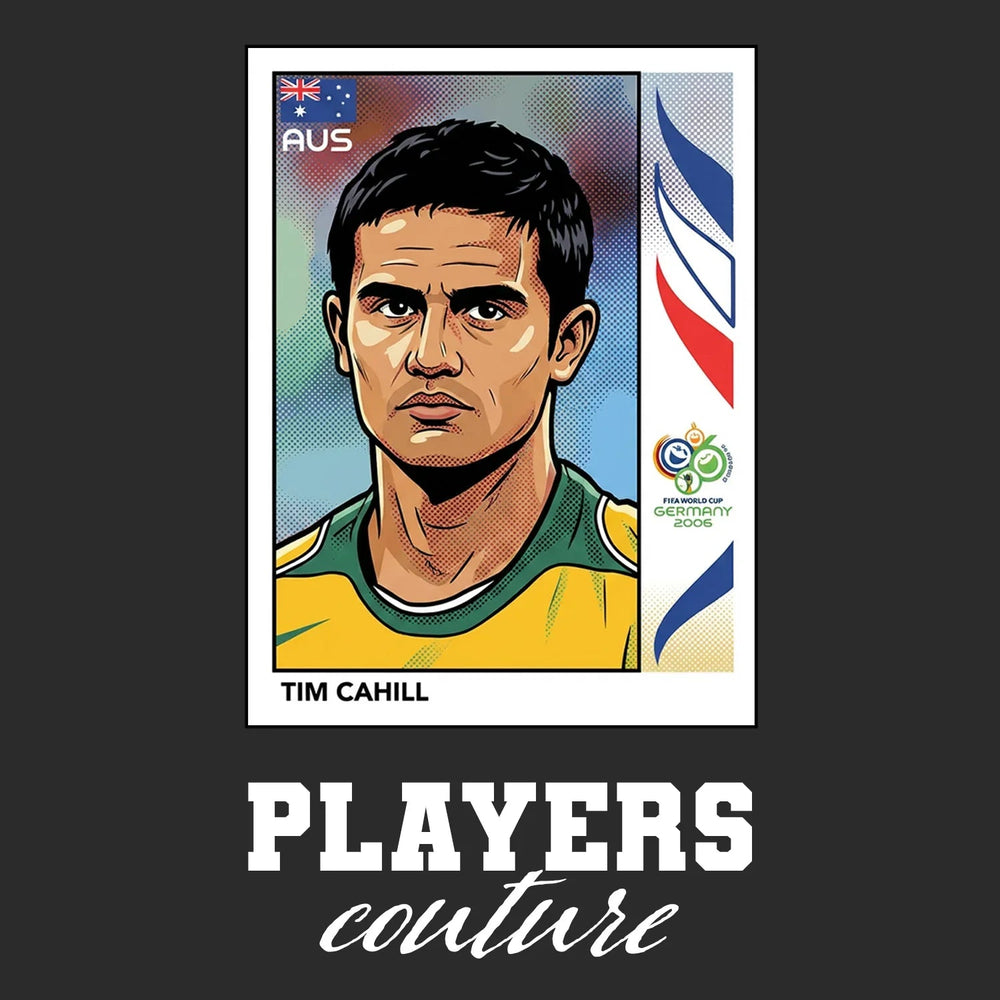 Tim Cahill World Cup Sticker Kids T-Shirt – tim cahill black Players Couture design