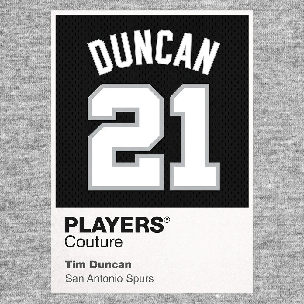 Tim Duncan 21 Black Jersey Frame Men's T-Shirt – black close-up detail shot of the Tim Duncan 21 Black Players Couture logo
