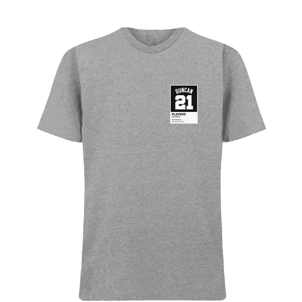 Tim Duncan 21 Black t-shirt – black men's t-shirt featuring the Tim Duncan 21 Black Players Couture logo