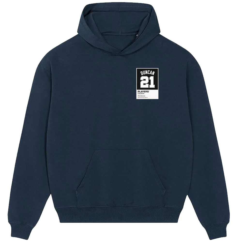 Tim Duncan 21 Black hoodie – black men's hoodie featuring the Tim Duncan 21 Black Players Couture logo