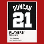 Tim Duncan 21 Black Jersey Frame Men's T-Shirt – black close-up detail shot of the Tim Duncan 21 Black Players Couture logo