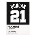 Tim Duncan 21 Black Jersey Frame Men's T-Shirt – black close-up detail shot of the Tim Duncan Players Couture logo design