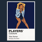 Tina Turner Tina Turner's unmistakable hair, heels and forward-driving solo stage stance Icon Frame artwork in navy
