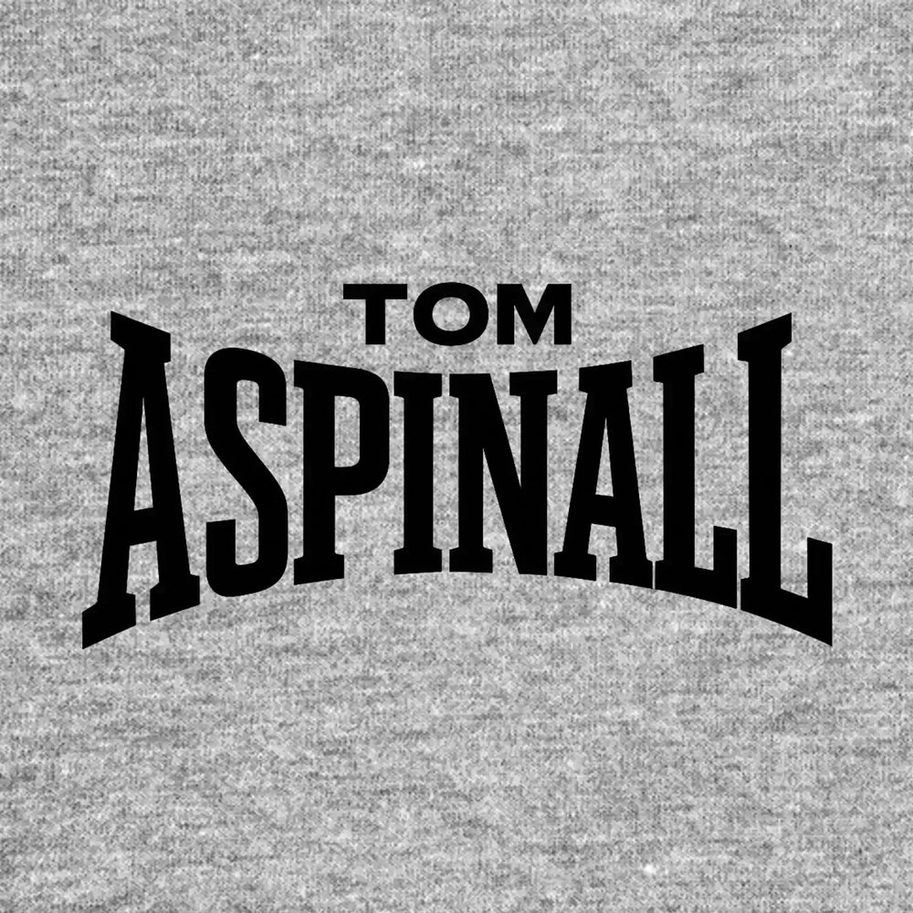 Tom Aspinall Logo Men's Hoodie – grey close-up detail shot of the Tom Aspinall Players Couture logo design