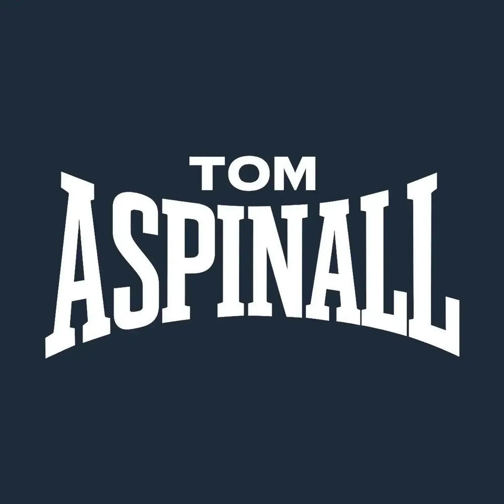 Tom Aspinall Logo Men's Hoodie – navy close-up detail shot of the Tom Aspinall Players Couture logo design
