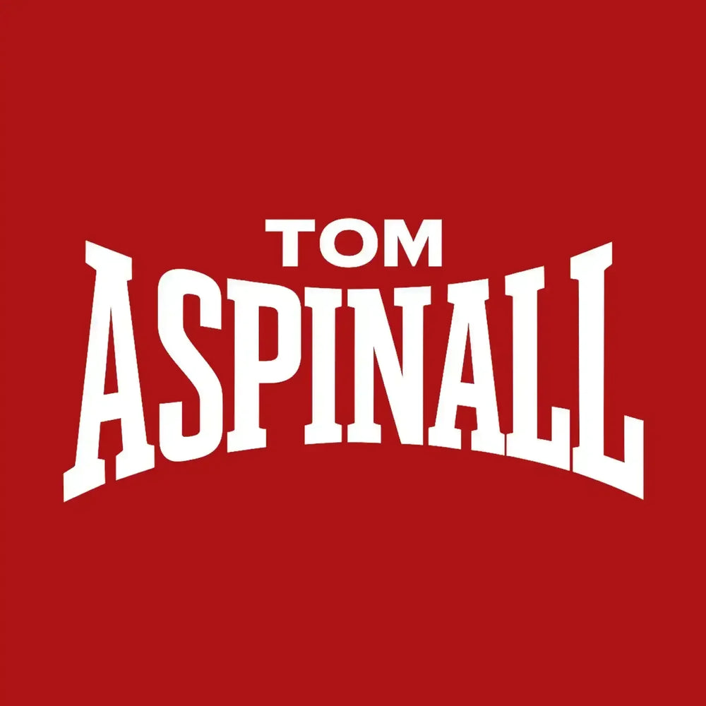 Tom Aspinall Logo Men's Hoodie – red close-up detail shot of the Tom Aspinall Players Couture logo design