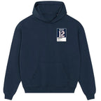 Tom Brady 12 Patriots hoodie – navy men's hoodie featuring the Tom Brady 12 Patriots Players Couture logo