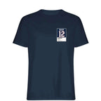 Tom Brady 12 Patriots t-shirt – navy men's t-shirt featuring the Tom Brady 12 Patriots Players Couture logo