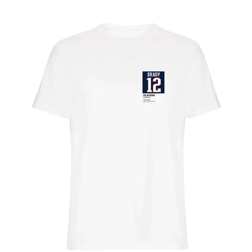 Tom Brady 12 Patriots t-shirt – white men's t-shirt featuring the Tom Brady 12 Patriots Players Couture logo