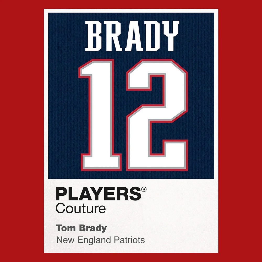 Tom Brady 12 Patriots Jersey Frame Men's T-Shirt – red close-up detail shot of the Tom Brady 12 Patriots Players Couture